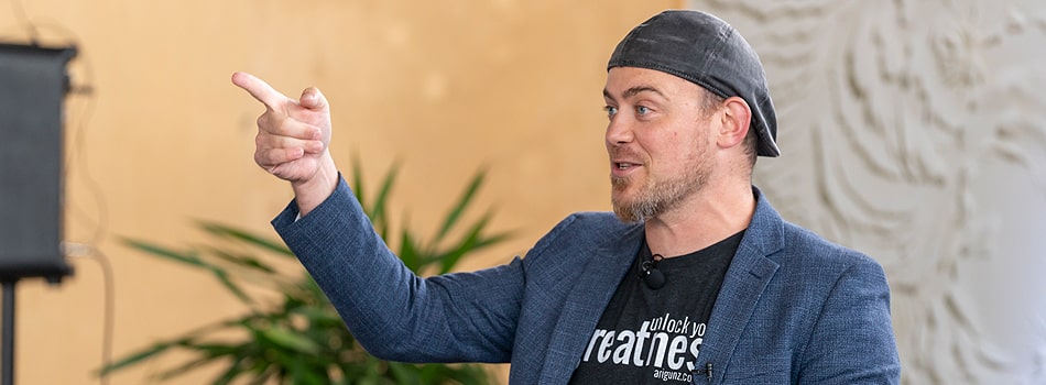 Ari Speaking at a Showcase